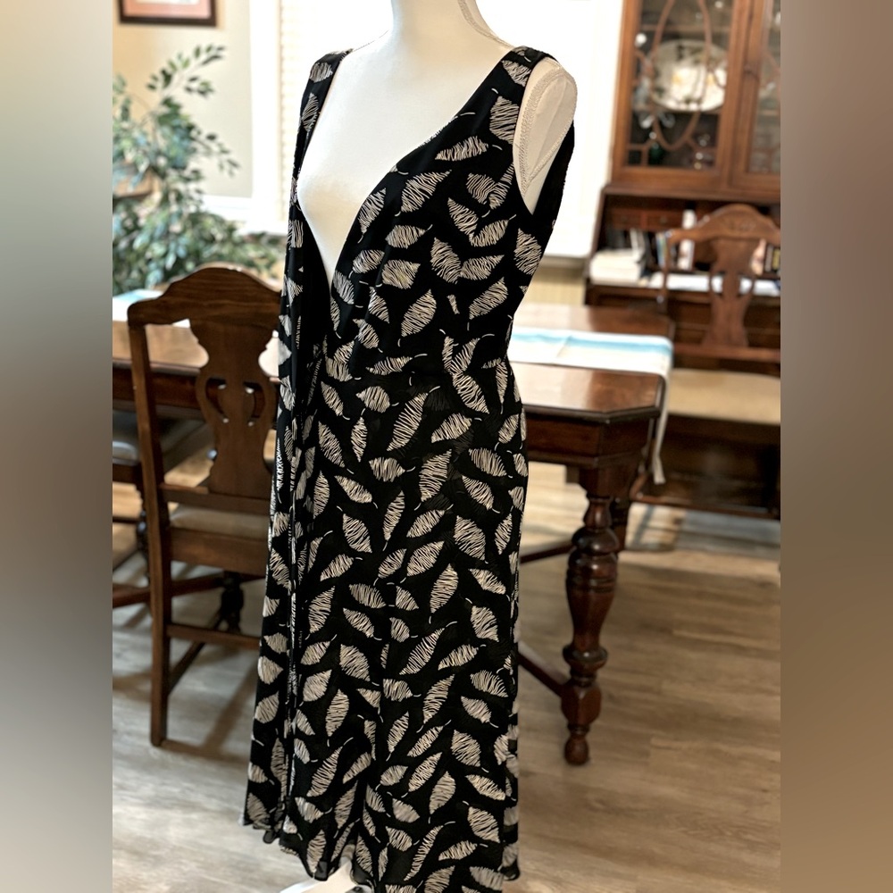 Mario Balthazar Black & Cream Sleeveless Full Wrap Dress Size 10 - Picture 7 of 12